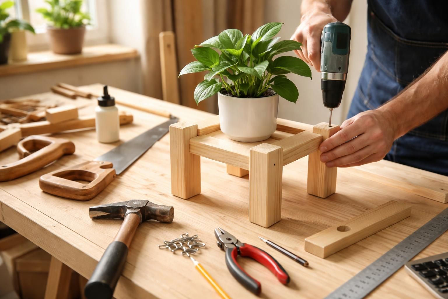 apprenez à fabriquer facilement un support plante en bois avec notre guide diy simple et détaillé, idéal pour décorer votre intérieur avec style.