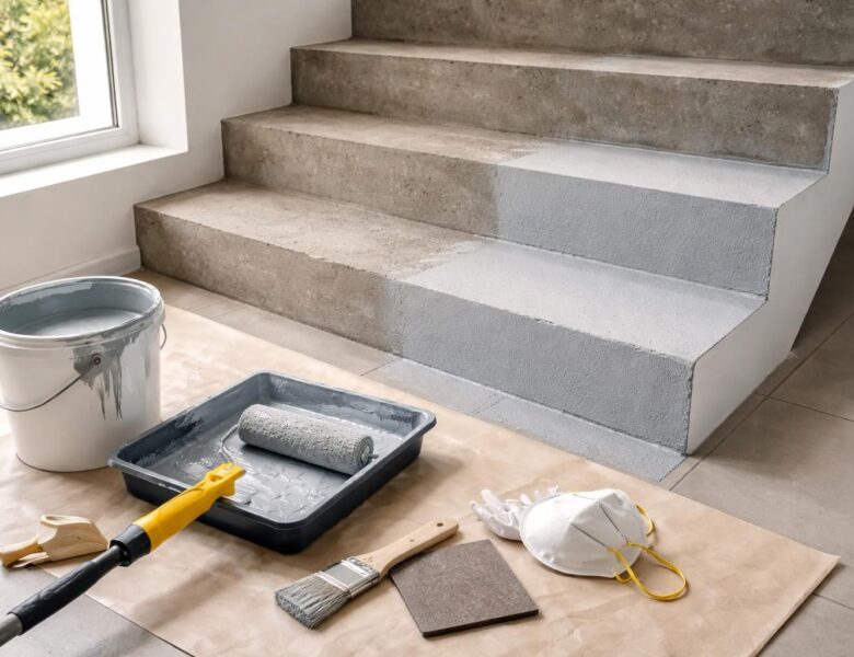 Peindre un escalier en béton : conseils pratiques et matériaux indispensables