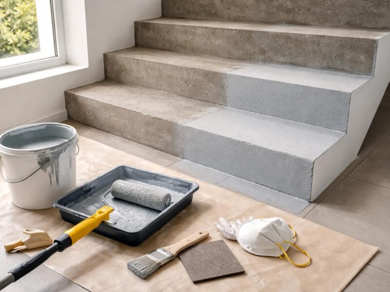 Peindre un escalier en béton : conseils pratiques et matériaux indispensables