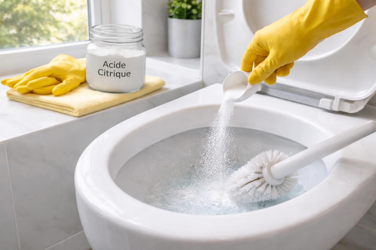 découvrez les différentes utilisations spécifiques de l'acide citrique pour entretenir et nettoyer efficacement vos w.c., éliminant calcaire et odeurs.