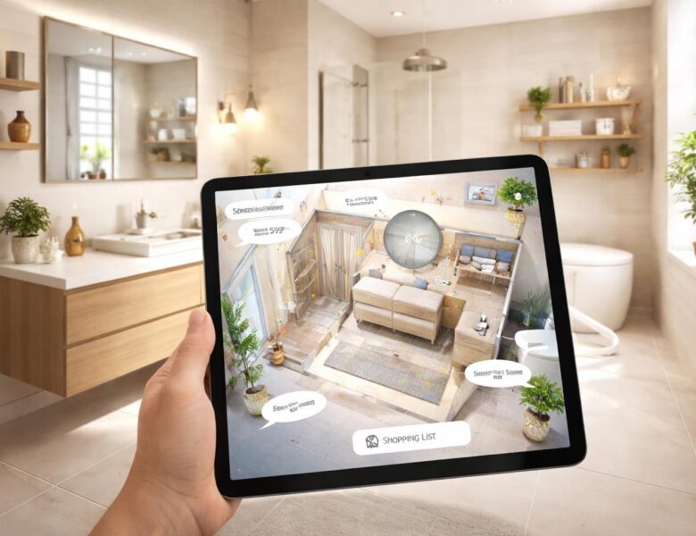 Salle de bain : achats et plan sur tablette Samsung Galaxy