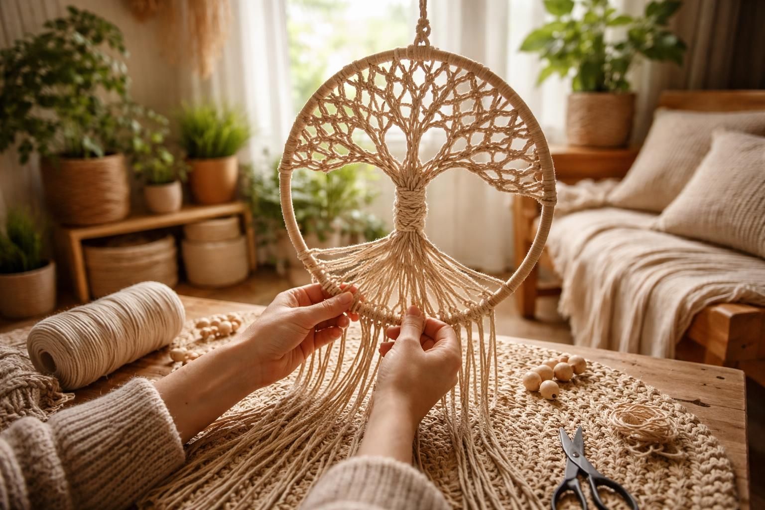 apprenez à fabriquer un magnifique arbre de vie en macramé grâce à ce tutoriel étape par étape et transformez la décoration de votre intérieur.