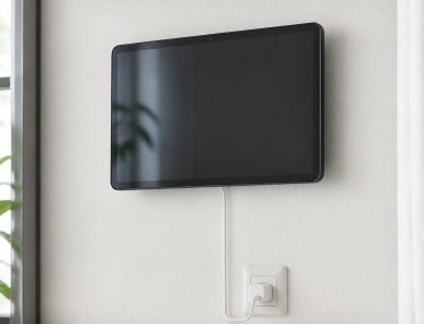 Alimentation tablette Samsung au mur : câble invisible et charge sécurisée