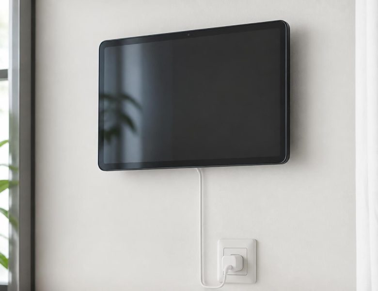 Alimentation tablette Samsung au mur : câble invisible et charge sécurisée
