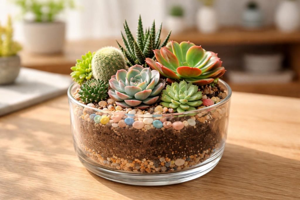 découvrez des idées originales pour créer facilement un mini-jardin de plantes grasses, parfait pour décorer votre intérieur ou votre balcon avec style et simplicité.