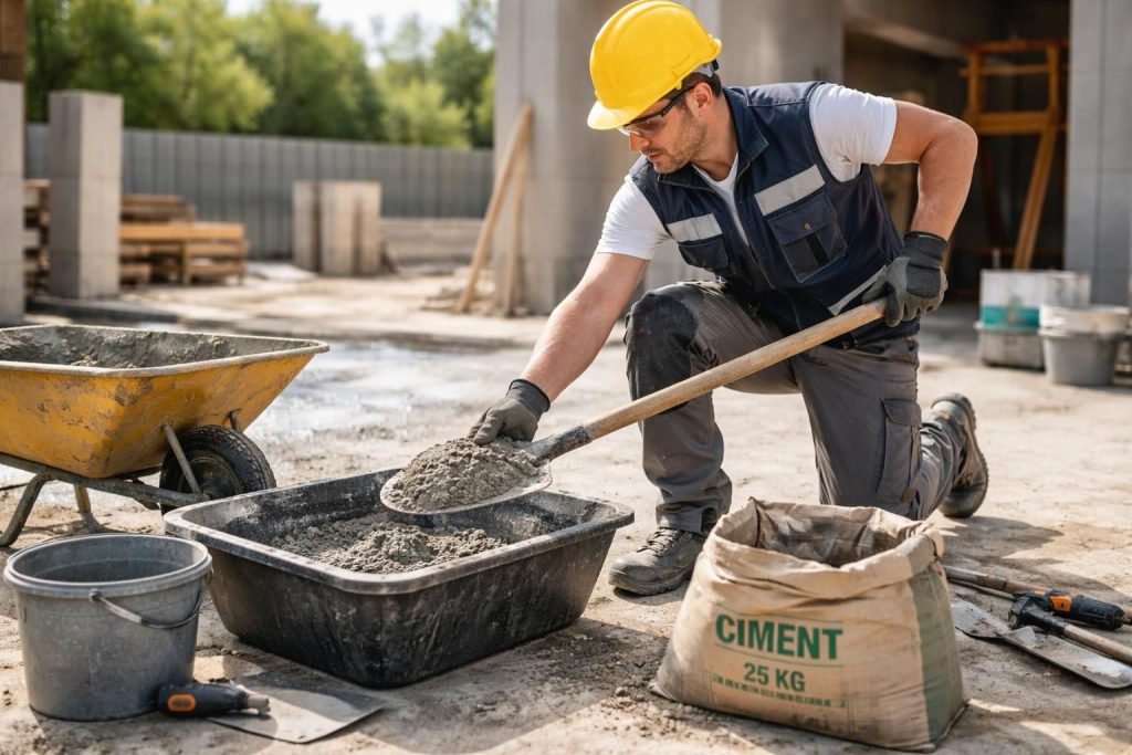 découvrez les techniques professionnelles pour doser le béton à la pelle avec un sac de 25 kg, afin d'obtenir un mélange parfait pour vos travaux de construction.